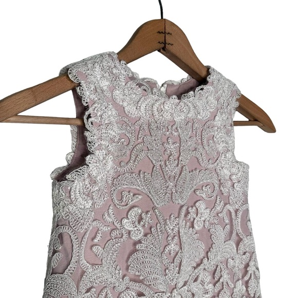 TADASHI SHOJI Girls Honeysuckle Flower Girl Dress Corded Lace Pink Bridal Size 6 - Picture 2 of 9